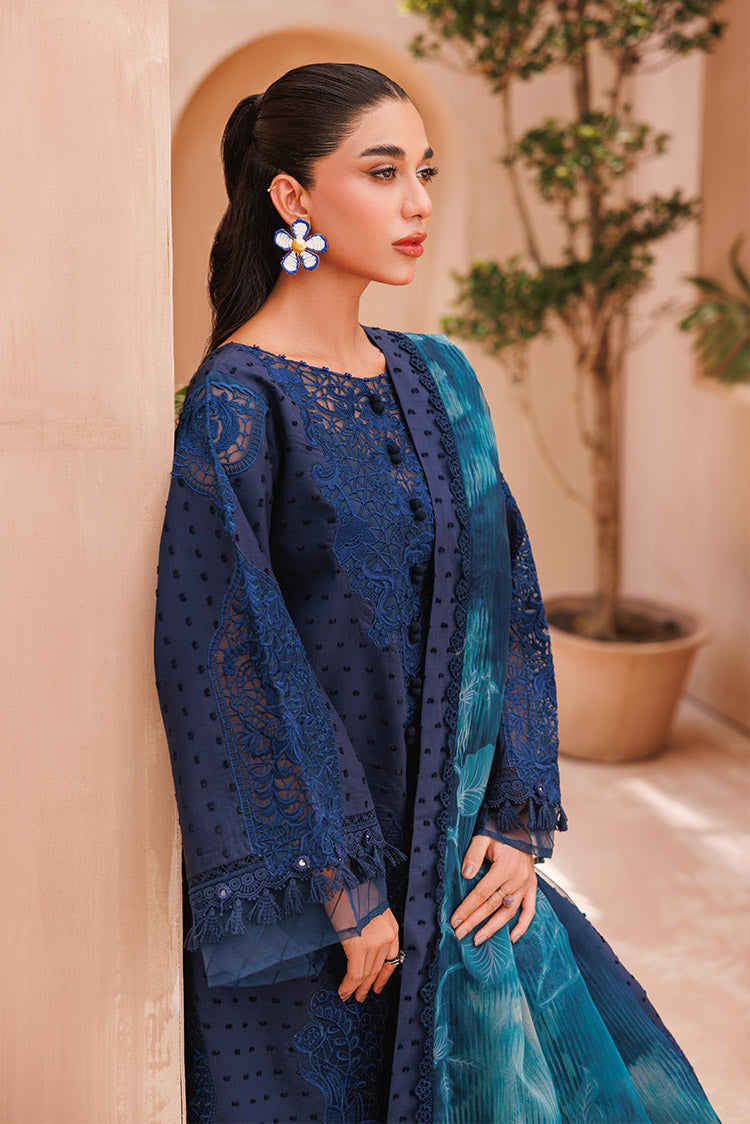 Picture of 3-PC Unstitched Embroidered Chikankari Lawn Suit - Available at Raja Sahib