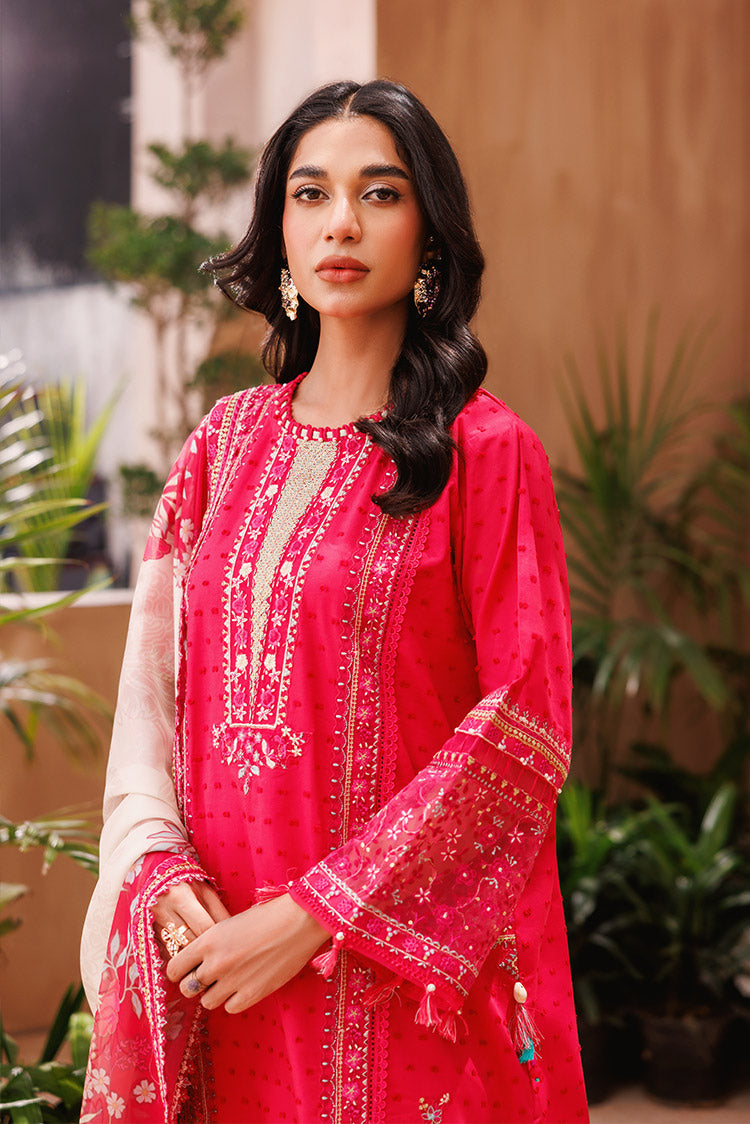 Picture of 3-PC Unstitched Embroidered Chikankari Lawn Suit - Available at Raja Sahib