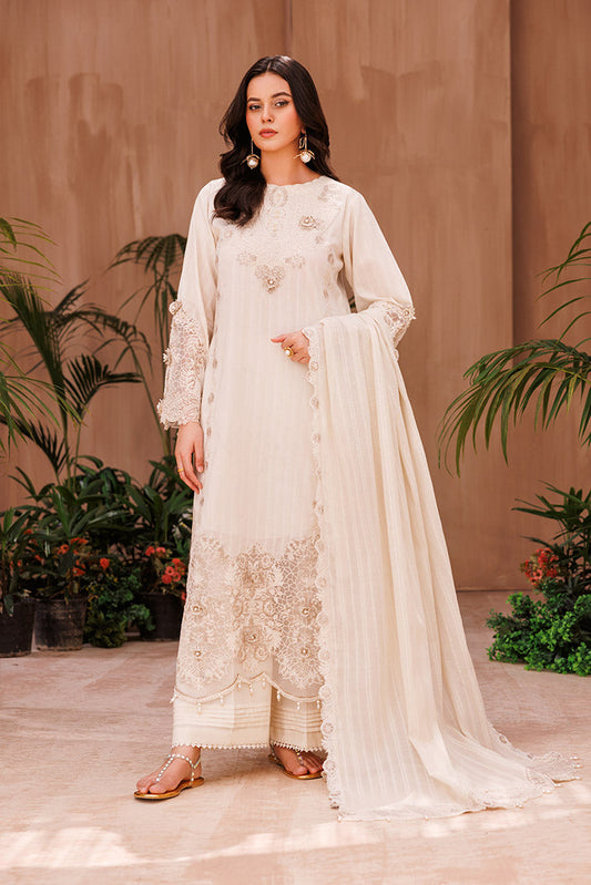 Picture of 3-PC Unstitched Embroidered Chikankari Lawn Suit - Available at Raja Sahib