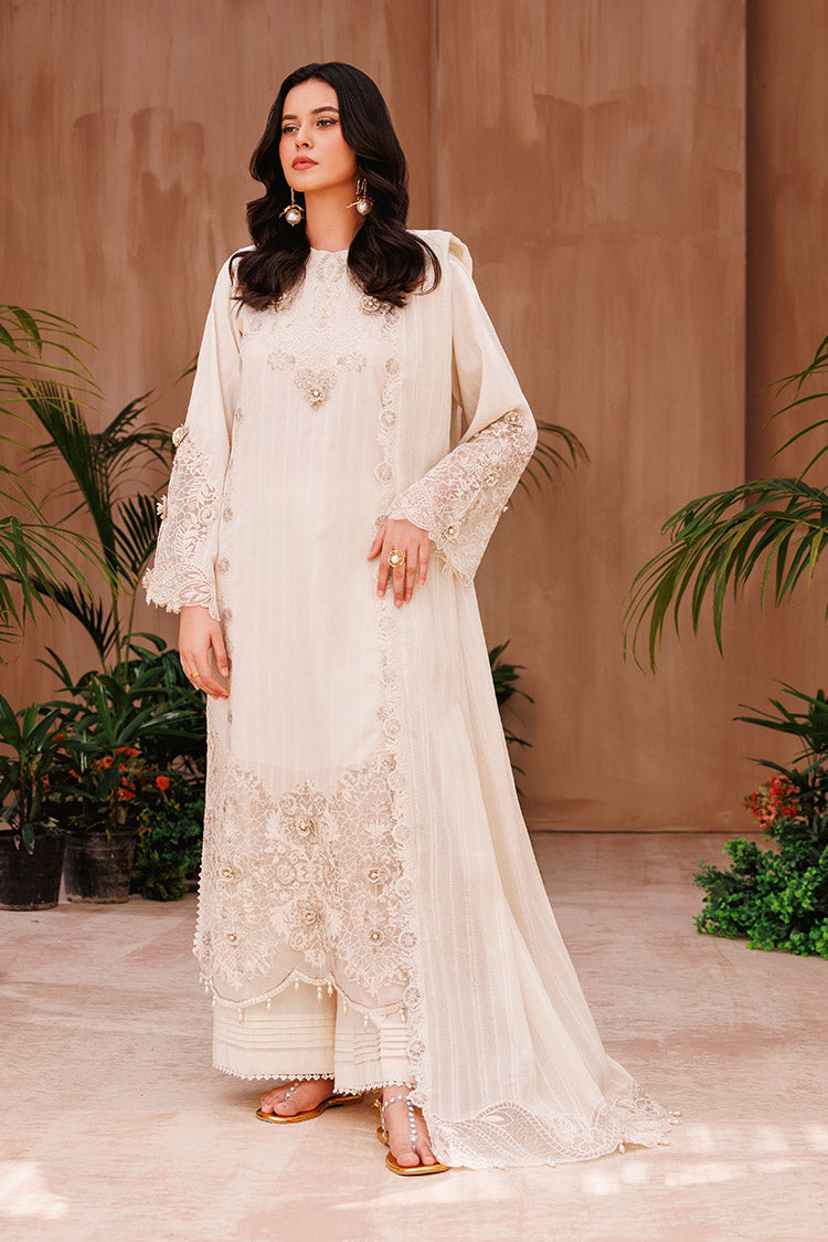 Picture of 3-PC Unstitched Embroidered Chikankari Lawn Suit - Available at Raja Sahib