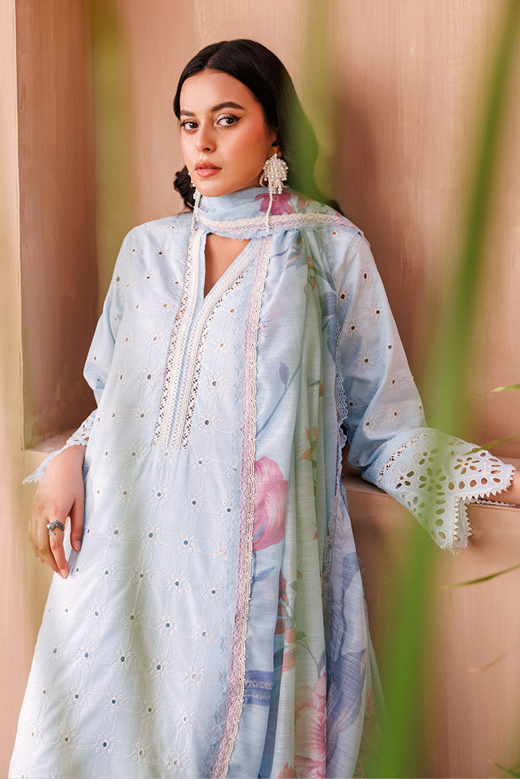 Picture of 3-PC Unstitched Embroidered Chikankari Lawn Suit - Available at Raja Sahib