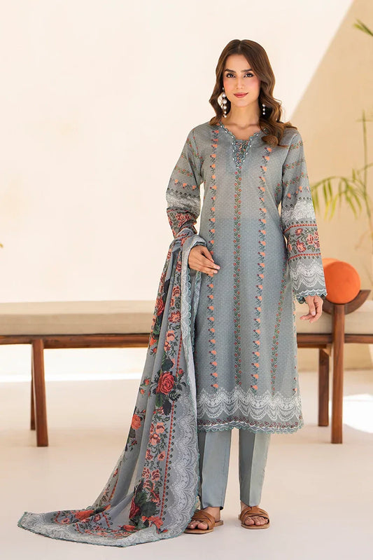 Picture of 3-PC Unstitched Printed Lawn Suit - Available at Raja Sahib