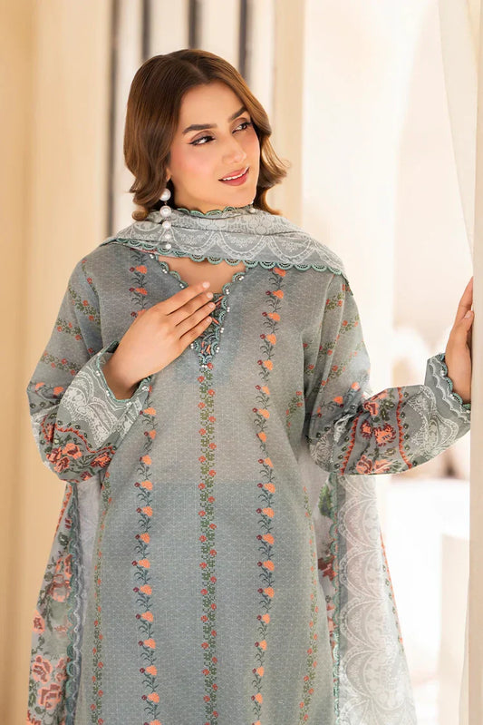 Picture of 3-PC Unstitched Printed Lawn Suit - Available at Raja Sahib