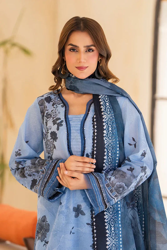 Picture of 3-PC Unstitched Printed Lawn Suit - Available at Raja Sahib