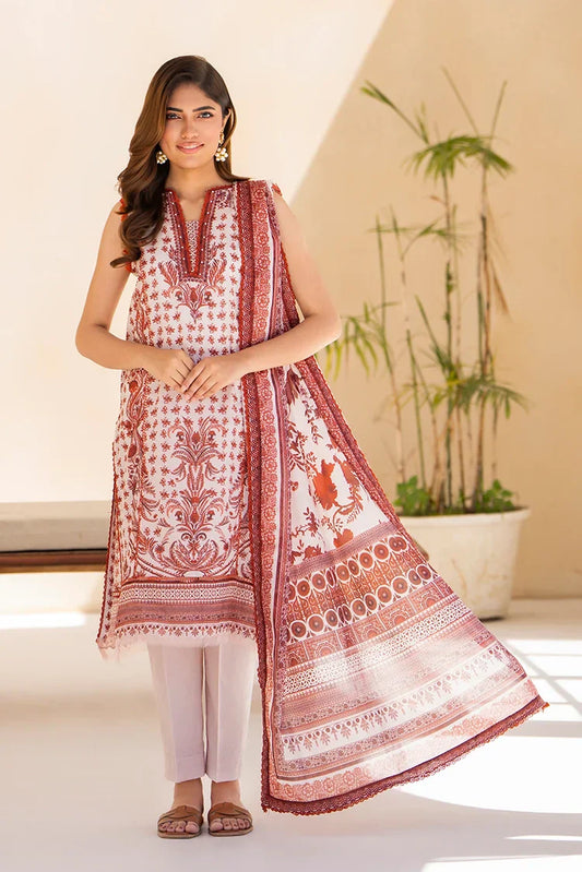 Picture of 3-PC Unstitched Printed Lawn Suit - Available at Raja Sahib