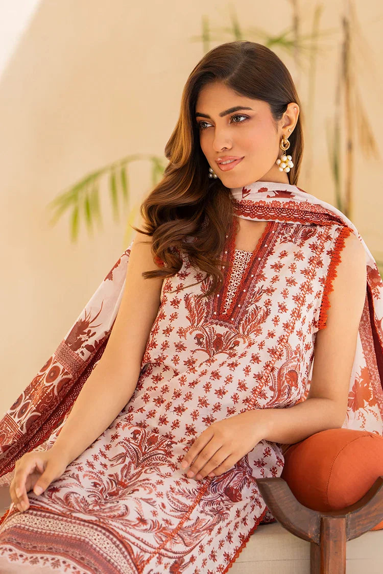 Picture of 3-PC Unstitched Printed Lawn Suit - Available at Raja Sahib