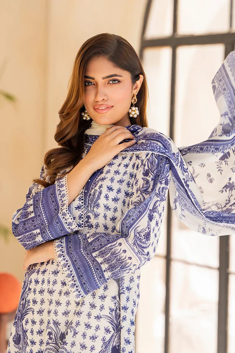 Picture of 3-PC Unstitched Printed Lawn Suit - Available at Raja Sahib