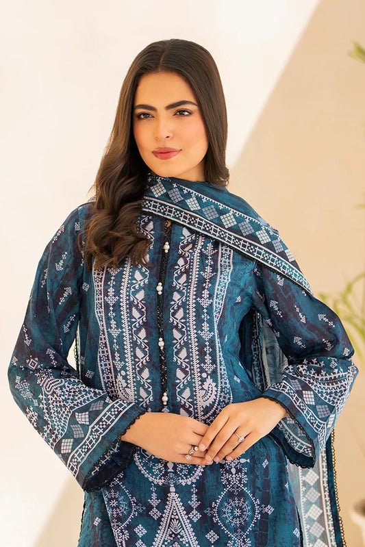 Picture of 3-PC Unstitched Printed Lawn Suit - Available at Raja Sahib