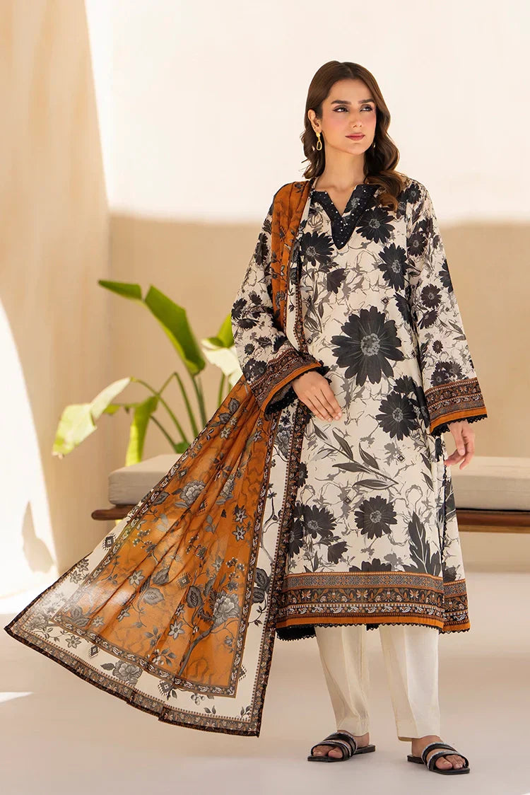 Picture of 3-PC Unstitched Printed Lawn Suit - Available at Raja Sahib
