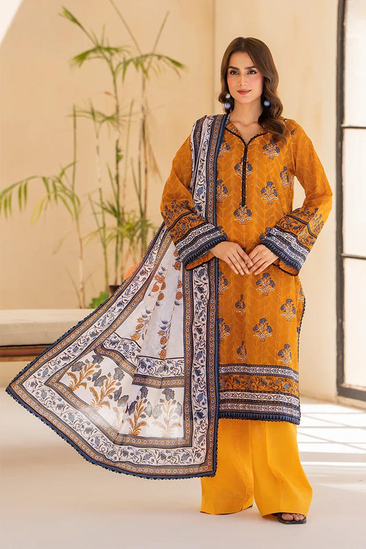 Picture of 3-PC Unstitched Printed Lawn Suit - Available at Raja Sahib