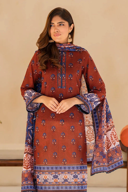 Picture of 3-PC Unstitched Printed Lawn Suit - Available at Raja Sahib