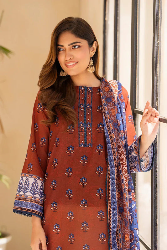 Picture of 3-PC Unstitched Printed Lawn Suit - Available at Raja Sahib
