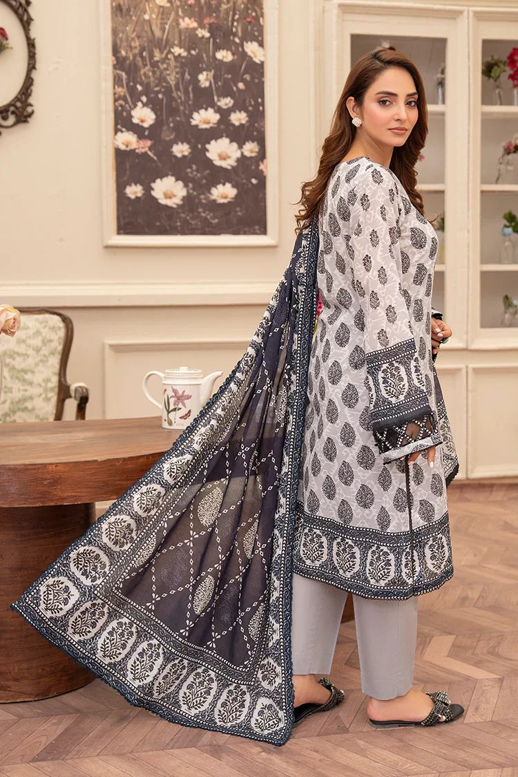 Picture of 3-PC Unstitched Printed Lawn Suit - Available at Raja Sahib