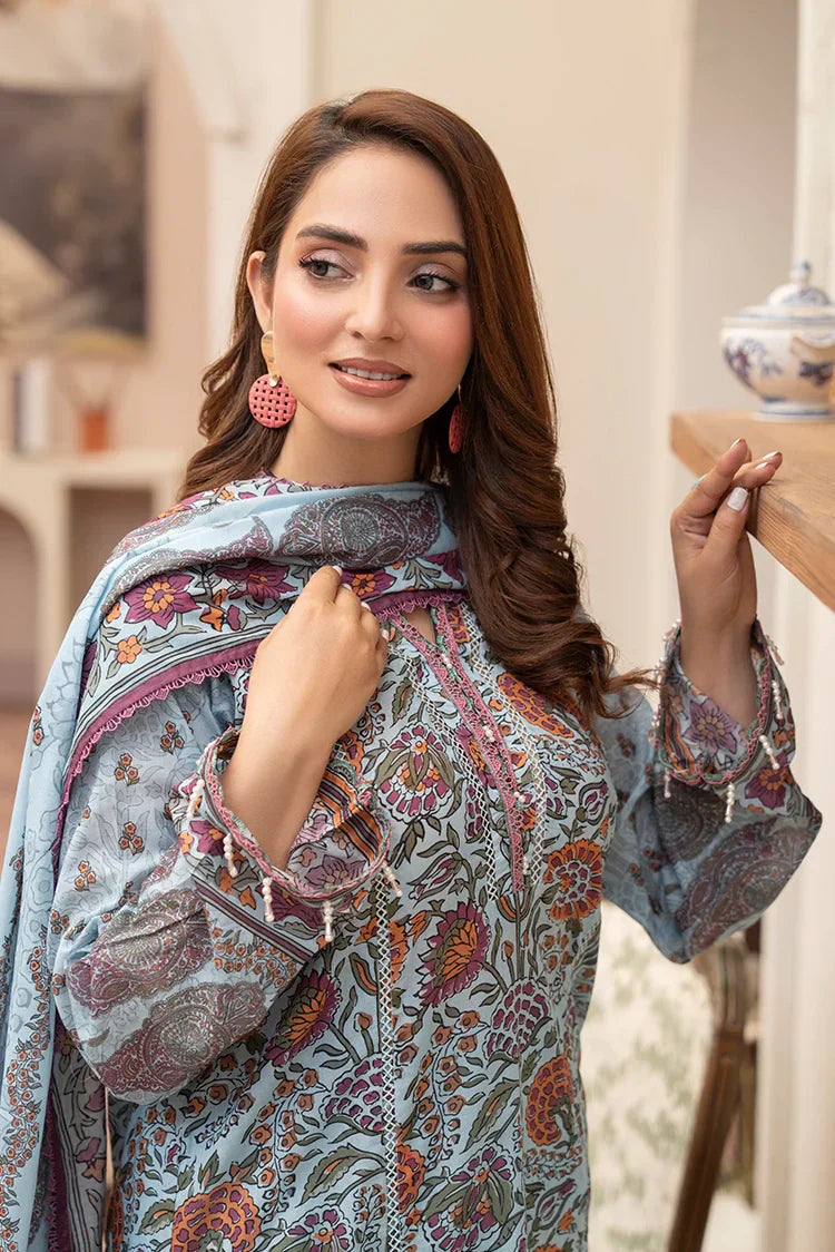 Picture of 3-PC Unstitched Printed Lawn Suit - Available at Raja Sahib