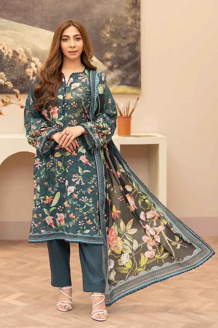 Picture of 3-PC Unstitched Printed Lawn Suit - Available at Raja Sahib
