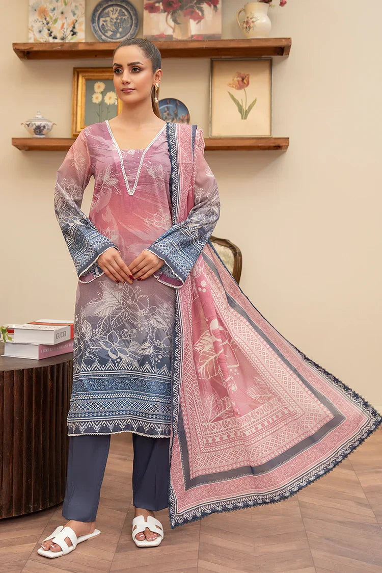 Picture of 3-PC Unstitched Printed Lawn Suit - Available at Raja Sahib