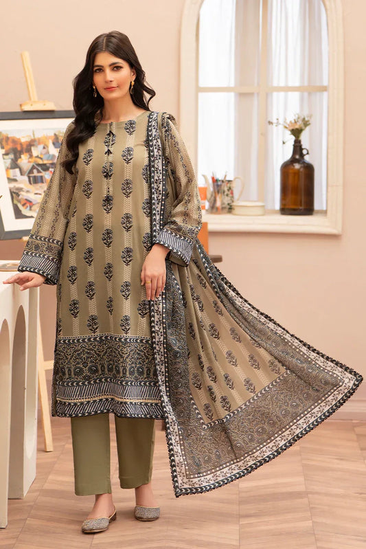 Picture of 3-PC Unstitched Printed Lawn Suit - Available at Raja Sahib