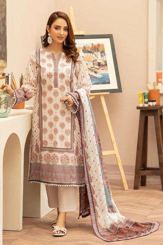 Picture of 3-PC Unstitched Printed Lawn Suit - Available at Raja Sahib