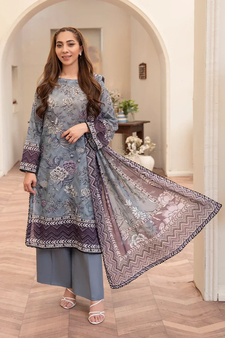 Picture of 3-PC Unstitched Printed Lawn Suit - Available at Raja Sahib