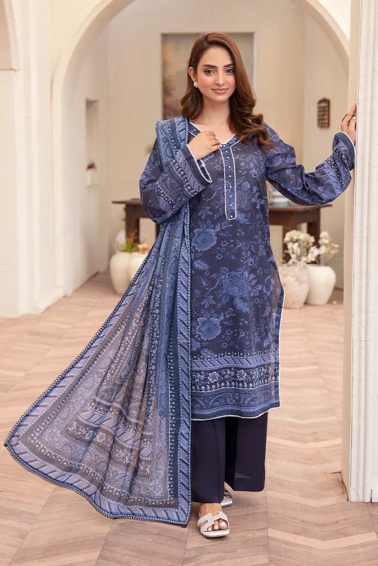 Picture of 3-PC Unstitched Printed Lawn Suit - Available at Raja Sahib
