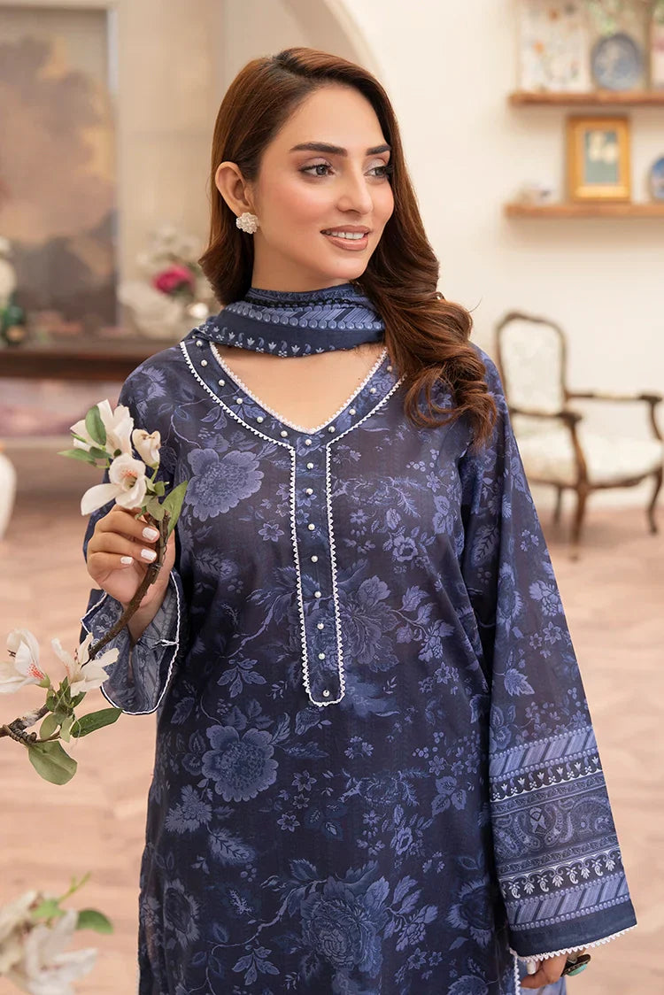Picture of 3-PC Unstitched Printed Lawn Suit - Available at Raja Sahib