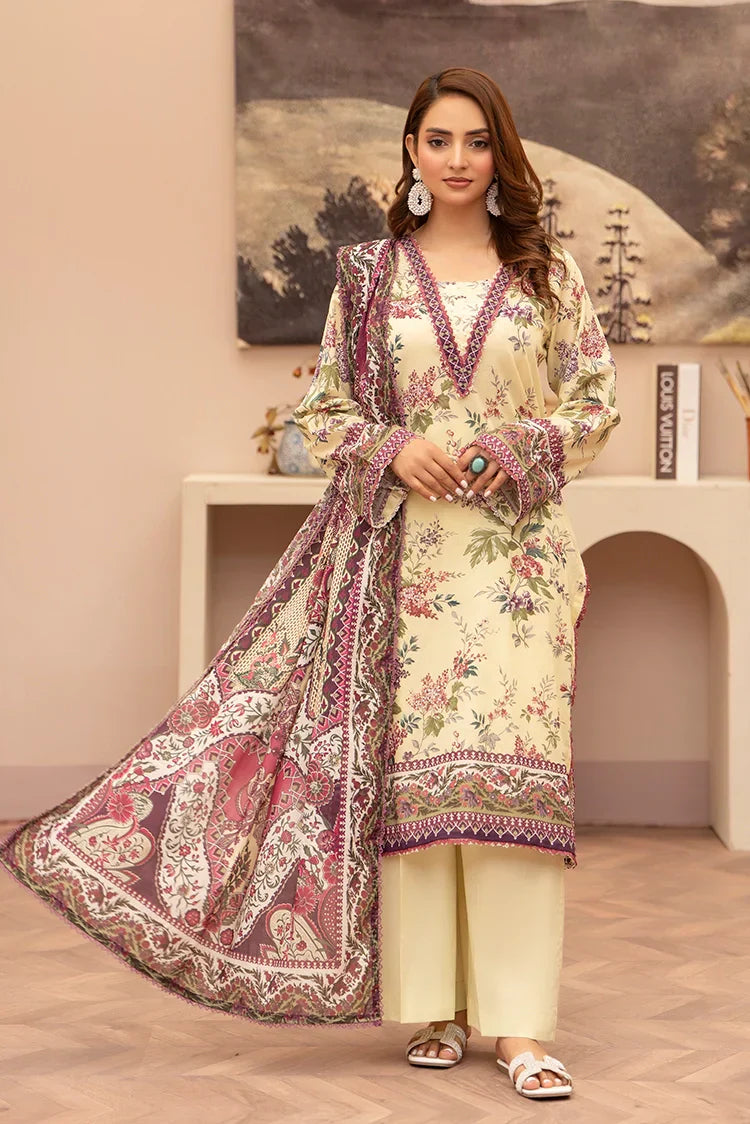 Picture of 3-PC Unstitched Printed Lawn Suit - Available at Raja Sahib