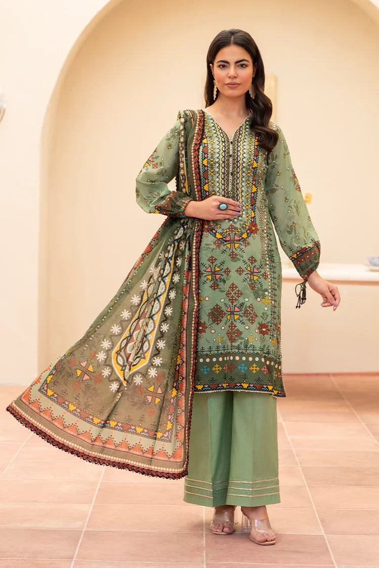 Picture of 3-PC Unstitched Printed Lawn Suit - Available at Raja Sahib