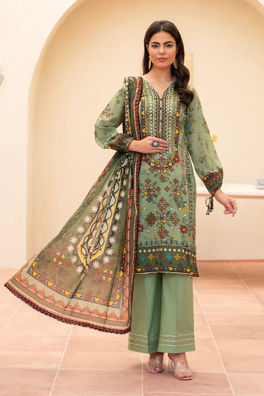 Picture of 3-PC Unstitched Printed Lawn Suit - Available at Raja Sahib