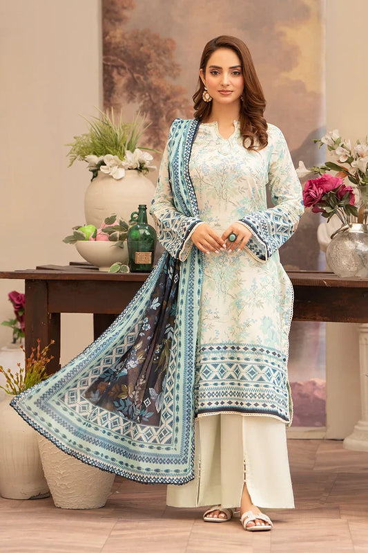 Picture of 3-PC Unstitched Printed Lawn Suit - Available at Raja Sahib