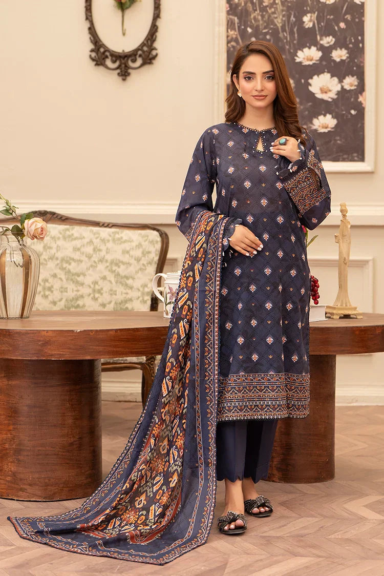 Picture of 3-PC Unstitched Printed Lawn Suit - Available at Raja Sahib