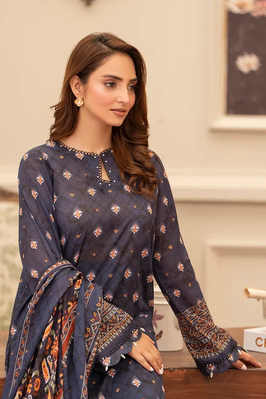 Picture of 3-PC Unstitched Printed Lawn Suit - Available at Raja Sahib