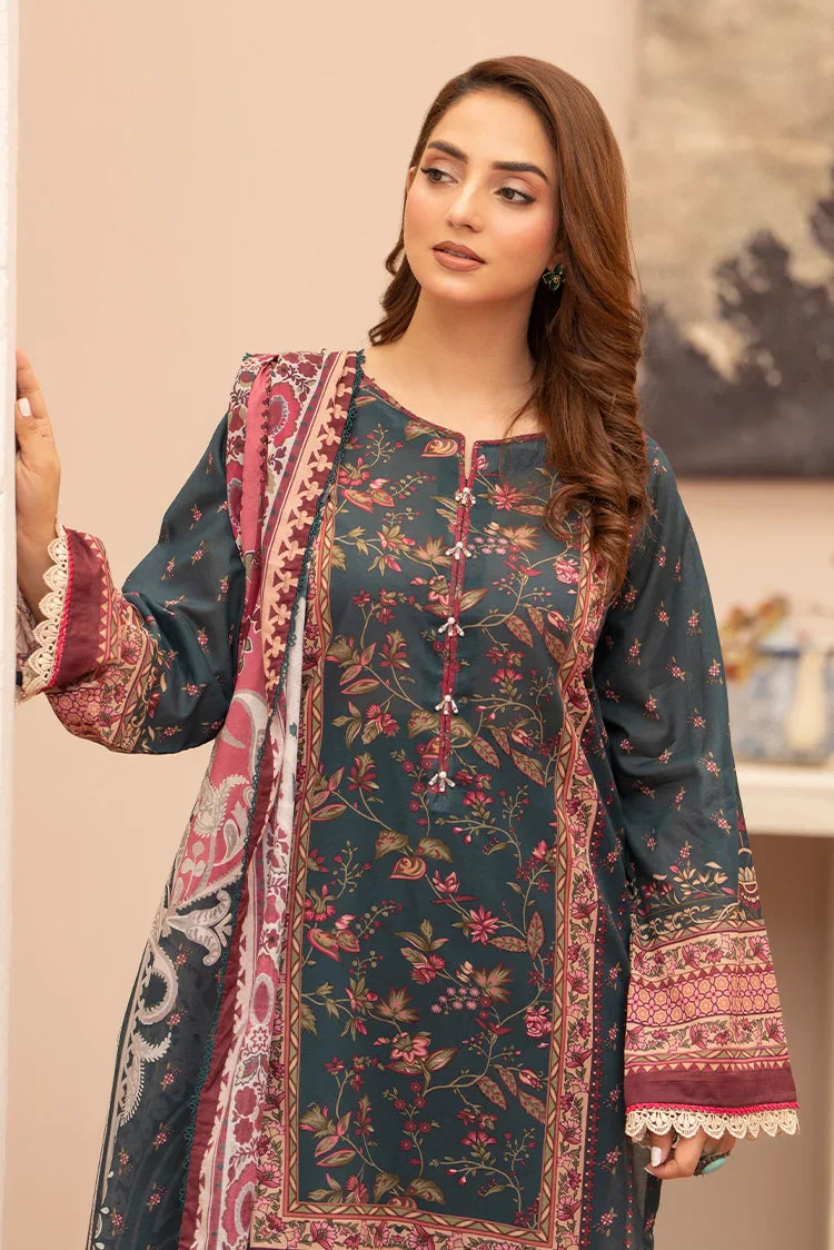 Picture of 3-PC Unstitched Printed Lawn Suit - Available at Raja Sahib