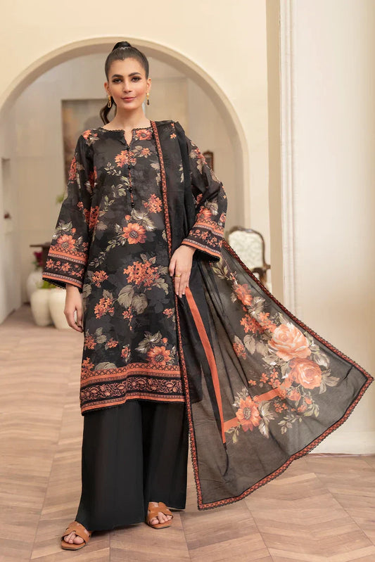 Picture of 3-PC Unstitched Printed Lawn Suit - Available at Raja Sahib