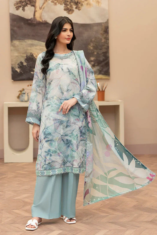 Picture of 3-PC Unstitched Printed Lawn Suit - Available at Raja Sahib
