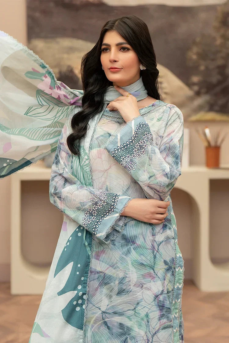 Picture of 3-PC Unstitched Printed Lawn Suit - Available at Raja Sahib