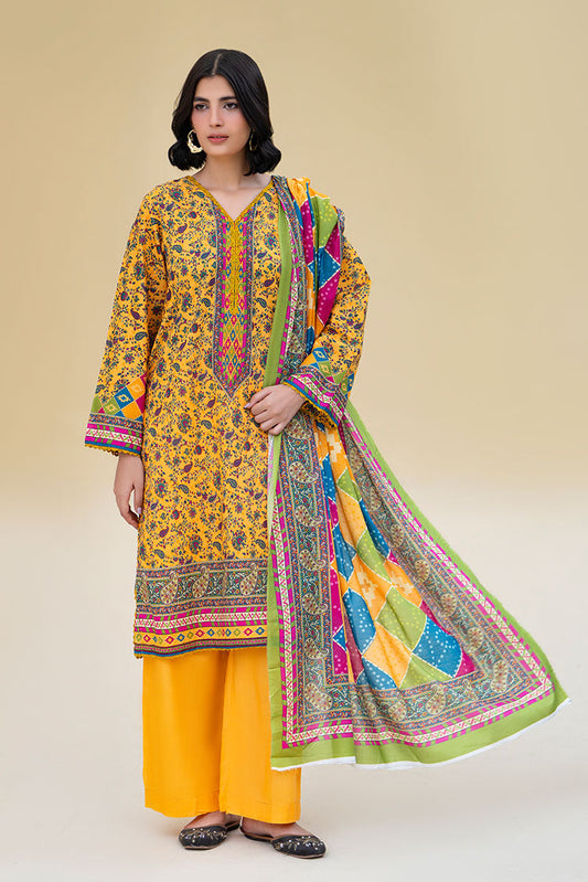 Ellena - 3-PC Unstitched Printed Lawn Suit