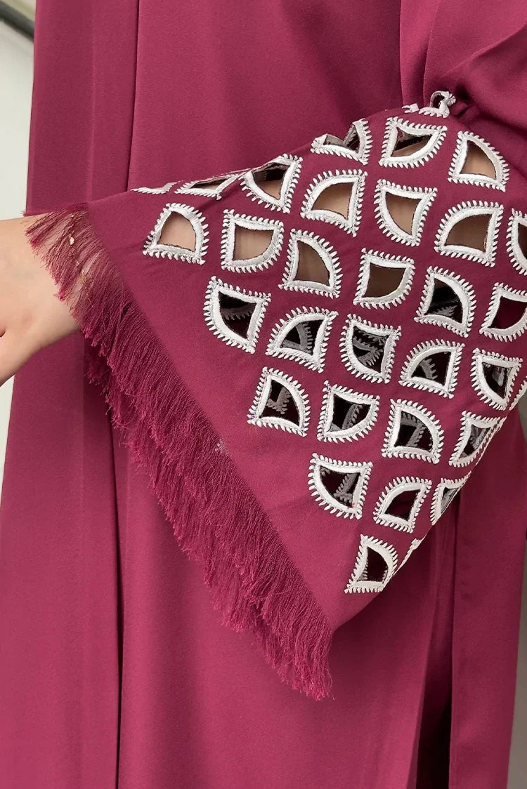 Picture of Manahils - Embroidered Tunic - Burgundy Maroon - Available at Raja Sahib