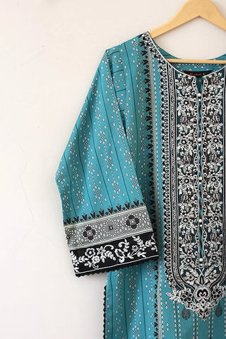 Picture of Kashish - Reaty to Wear 3 PC Lawn Suit - Blue - EMPR70 - Available at Raja Sahib