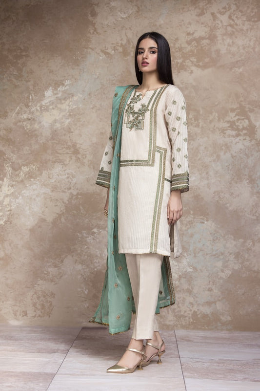 Ellena - 3-PC Stitched Organza Suit