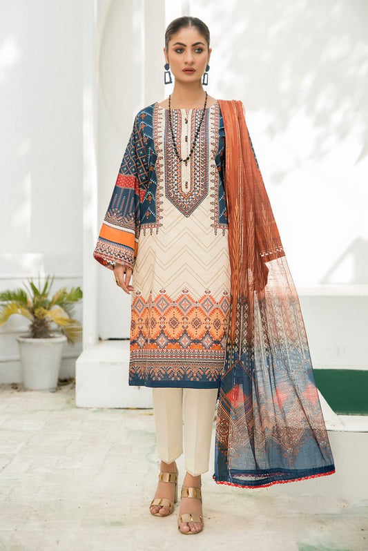 Ellena - 3-PC Stitched Lawn Suit