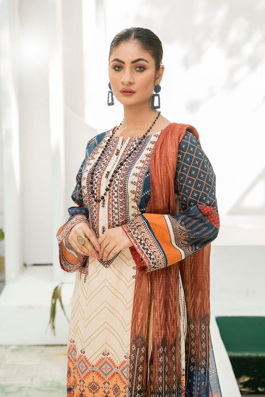 Ellena - 3-PC Stitched Lawn Suit