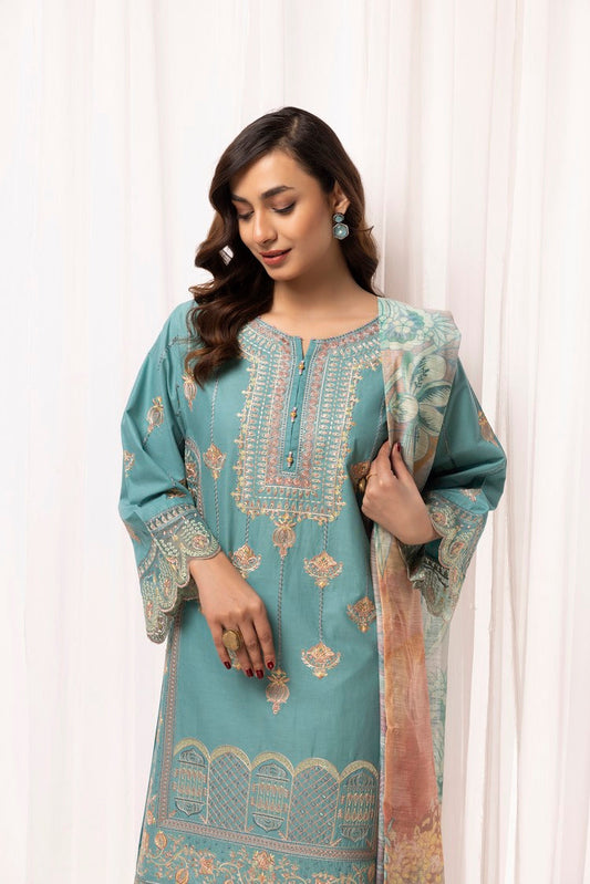 Ellena - 3-PC Stitched Embroidered Cambric Cotton Suit