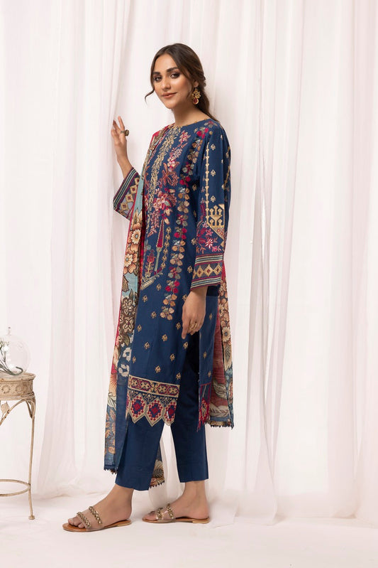 Ellena - 3-PC Stitched Embroidered Cambric Cotton Suit