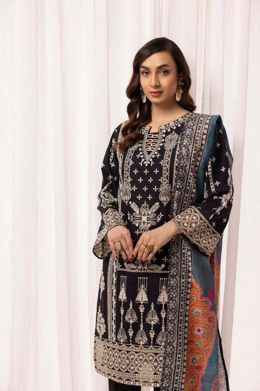 Ellena - 3-PC Stitched Embroidered Cambric Cotton Suit