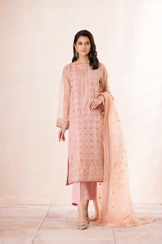 Ellena - 3-PC Stitched Embroidered Organza Suit