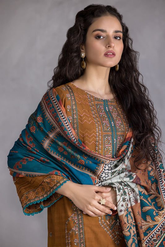 Ellena - 3-PC Stitched Embroidered Slub Khaddar Suit