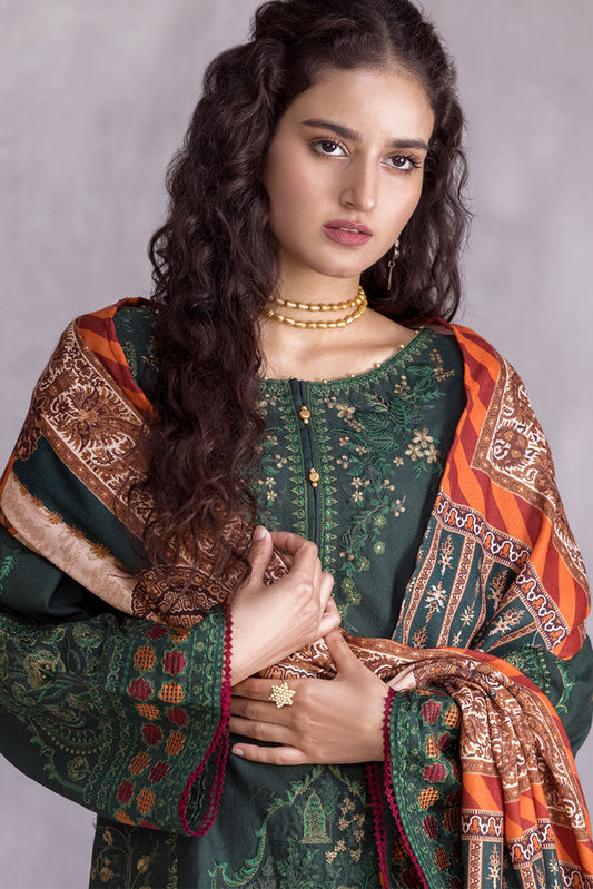 Ellena - 3-PC Stitched Embroidered Slub Khaddar Suit