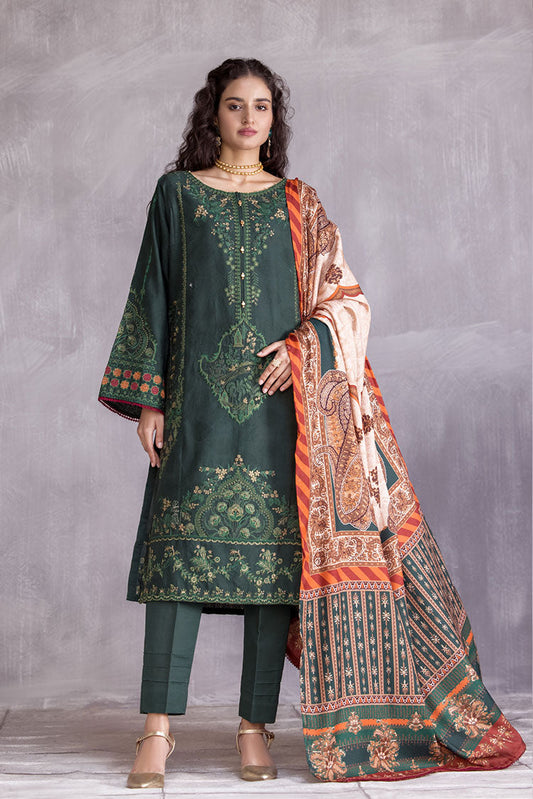 Ellena - 3-PC Stitched Embroidered Slub Khaddar Suit