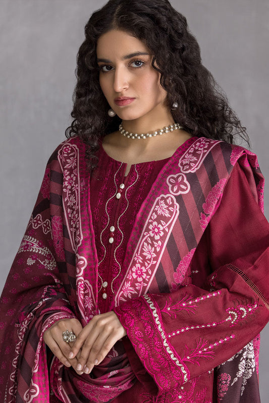 Ellena - 3-PC Stitched Embroidered Slub Khaddar Suit