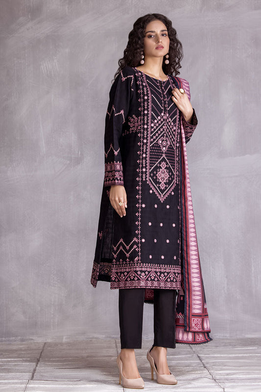 Ellena - 3-PC Stitched Embroidered Slub Khaddar Suit